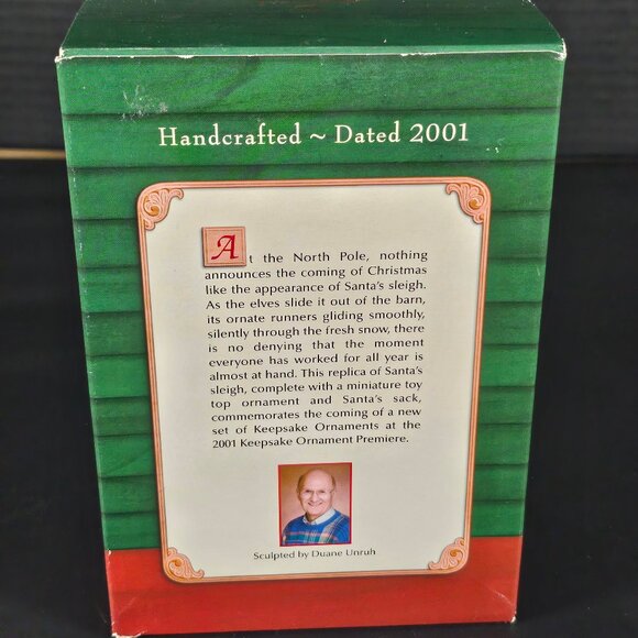 2001 Hallmark Keepsake Ornament Santa Sleigh Set Of 2 Ornaments NIB - Picture 2 of 16